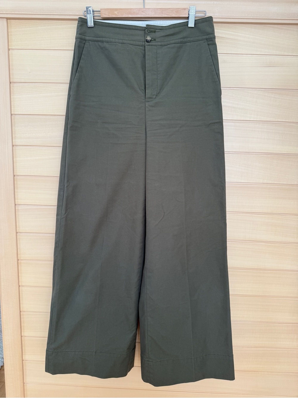 J. Crew Olive Wide-Leg Chinos